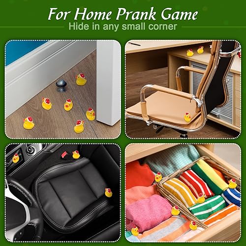 Miniatura 6 de Chalyna Mini patos de Navidad, pequeños patos de resina, decoración de slime para el hogar, juego de bromas, micro paisaje, acuario, casa de