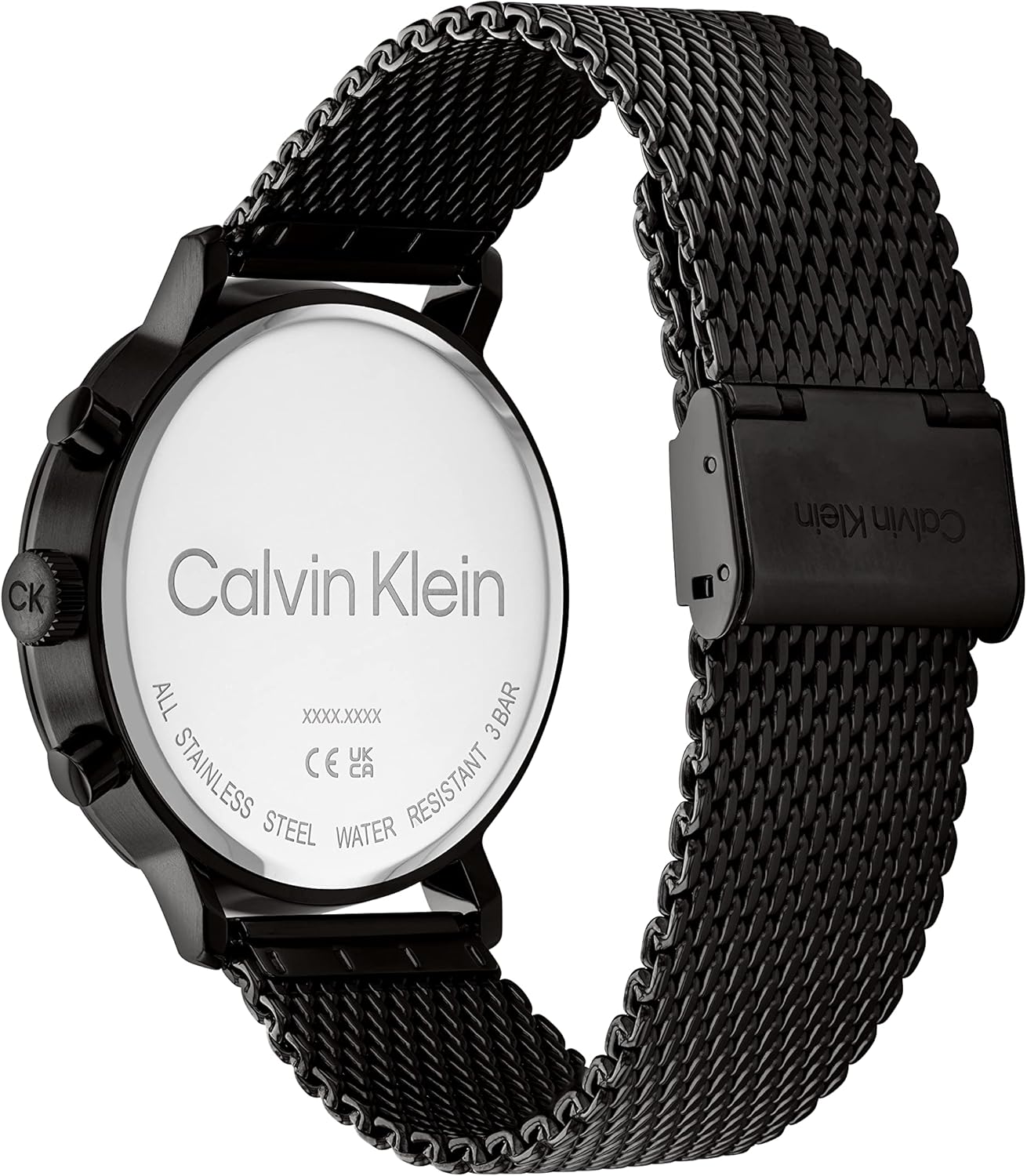 Calvin Klein Orologio Analogico Multifunzione al Quarzo da Uomo con Cinturino in Maglia Metallica in Acciaio Inossidabile Nero - 25200108