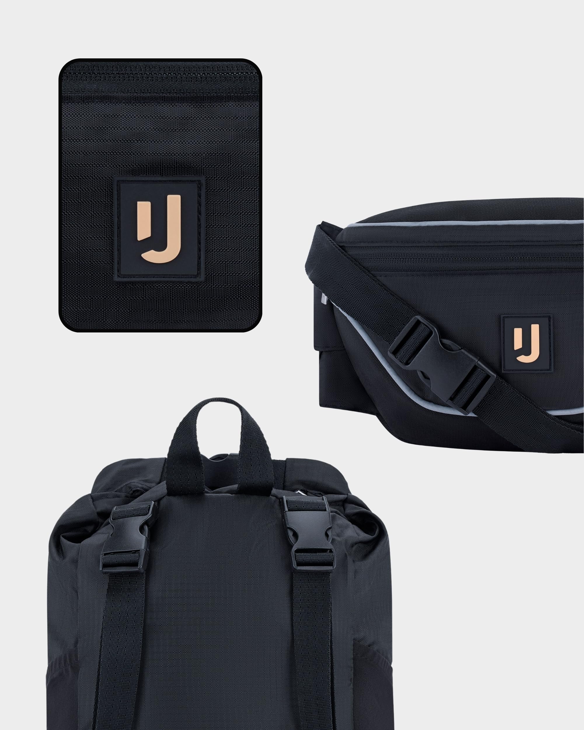 Johnny Urban Jimmy Banane Noir - Sacoche pour Voyage et Festival - 2in1 Grand Ceinture et Sac à Dos - Petit Sac à Main Fashion - Imperméable