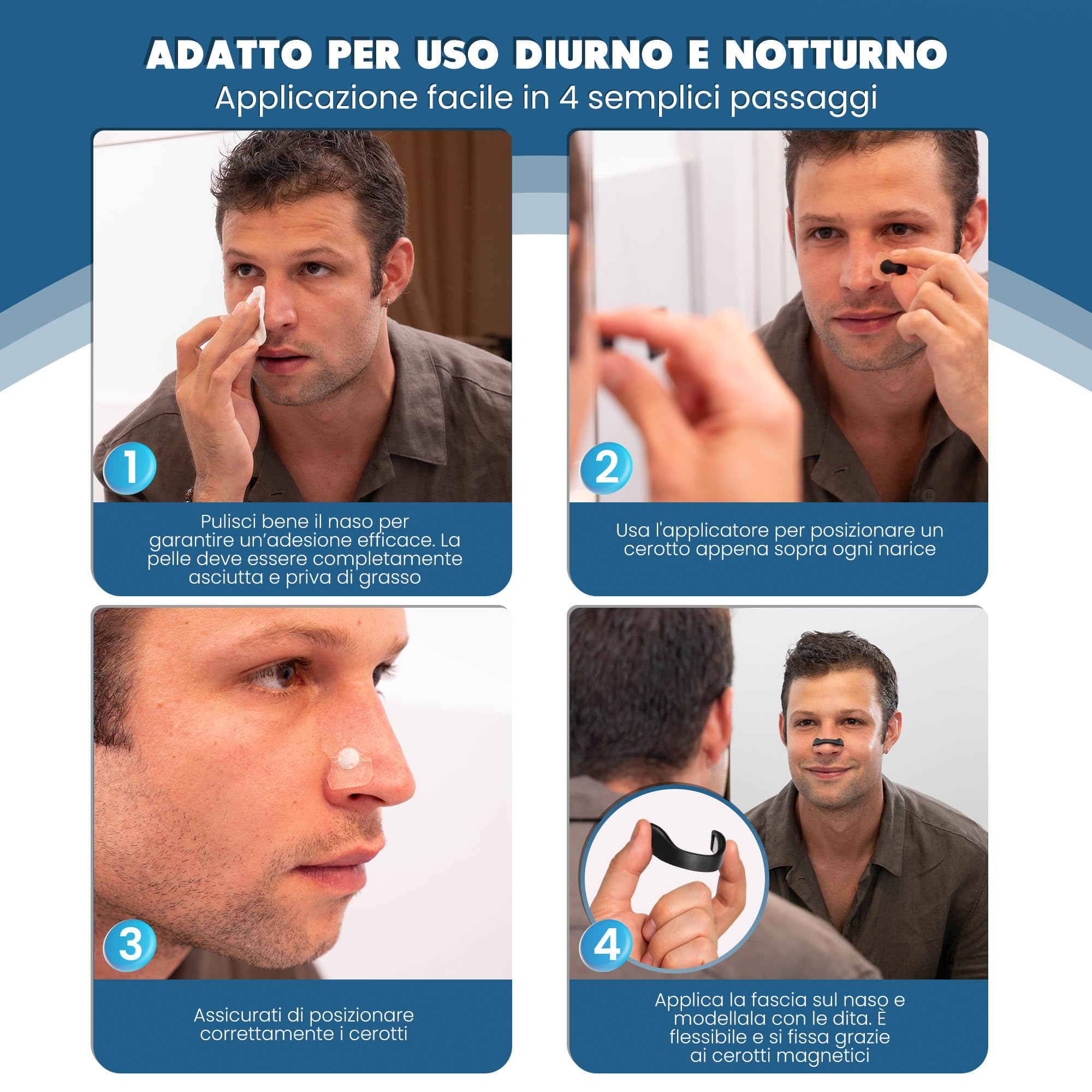 Cerotti Nasali Magnetici Ricariche - HASLOM - Ricambi Universali Cerotto Naso Calamita Adesivo Extra Forte Resistente Sudore Ricarica Magneti per Dormire - 60 Pezzi 30 Giorni