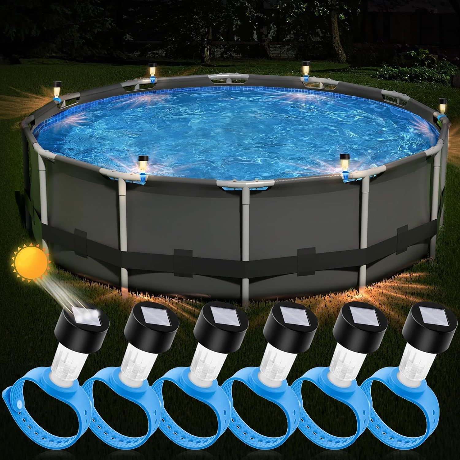 BITIWEND Luces solares para piscina, paquete