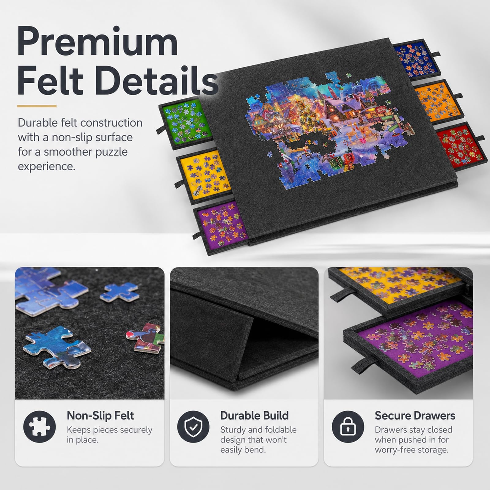 Table puzzle rotative 2000 pièces avec 6 tiroirs et couvercle