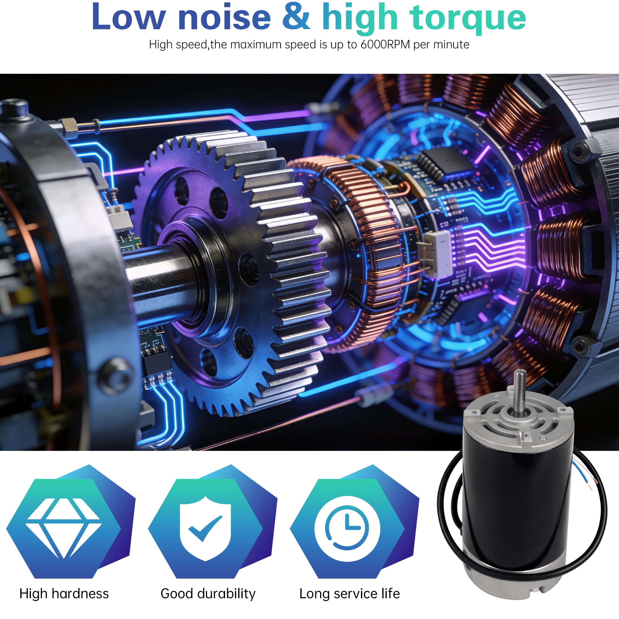 RATTMMOTOR Drehmaschinen Motor 750W 220V DC, Mini Metalldrehmaschine Spindel Motor 6000 U/min für Tischdrehmaschine CD-210V MX-210V WM210V Metallmaschinenteil