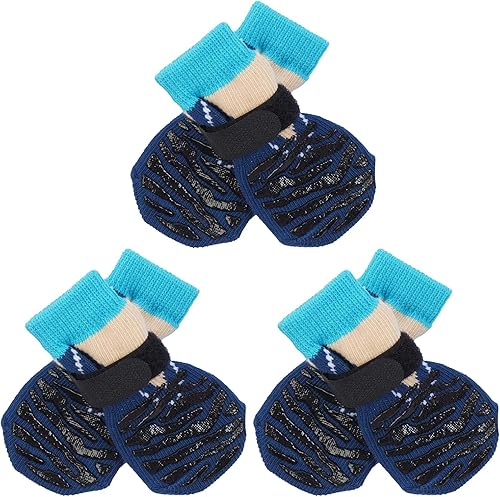 Miniatura 8 de Nanaki Calcetines antideslizantes de doble cara para suelos de madera dura, 6 unidades, calcetines para perros para evitar lamer las patas,