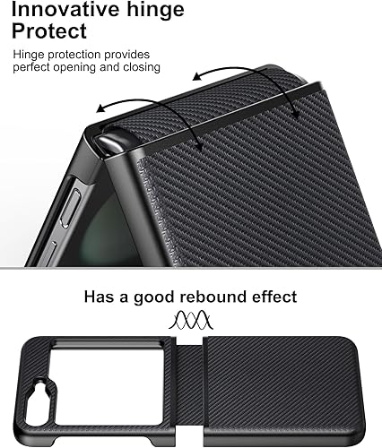 Miniatura 3 de Eastcoo Funda para Samsung Galaxy Z Flip 5 con protección de bisagra, ajuste delgado, ligero, a prueba de golpes, Galaxy Z Flip 5, color negro