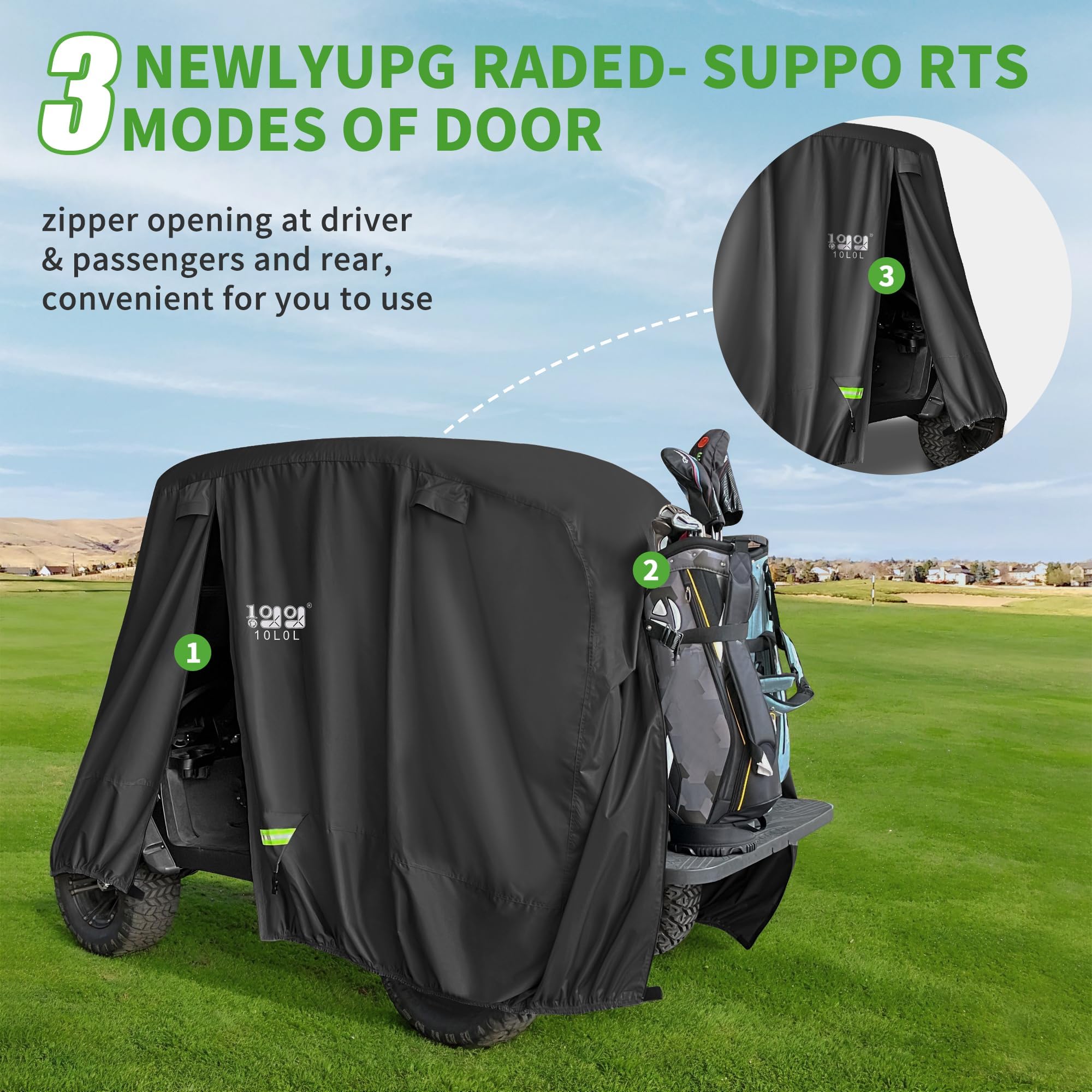 Golfwagen-Abdeckung Universelle für 2/4 Passagiere Golf Cart für Yamaha, EZGO und Club Car, Allwetter Outdoor Schutz Wetterfest, Schwarz
