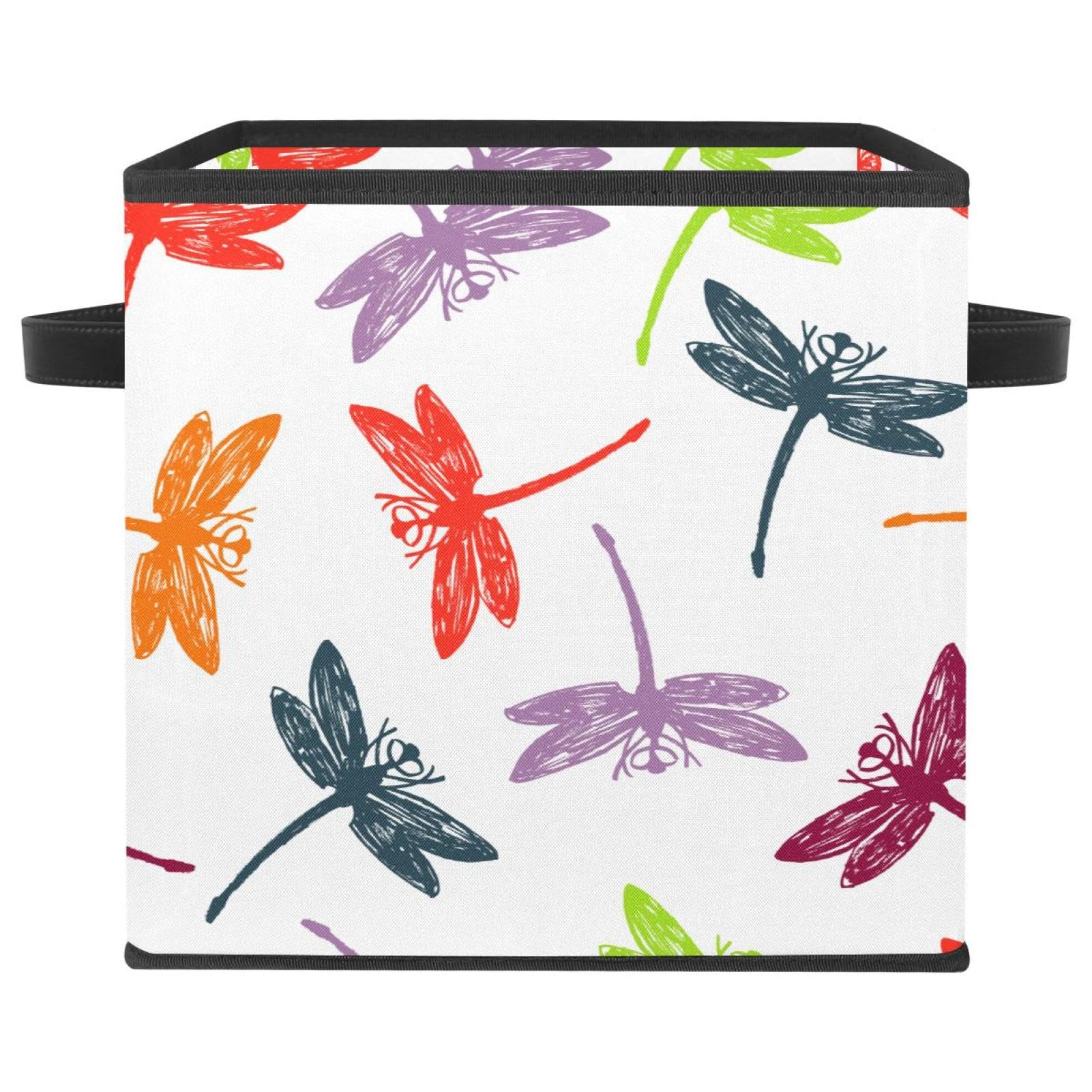 Boîte de rangement pliable motif libellule en tissu pour placard