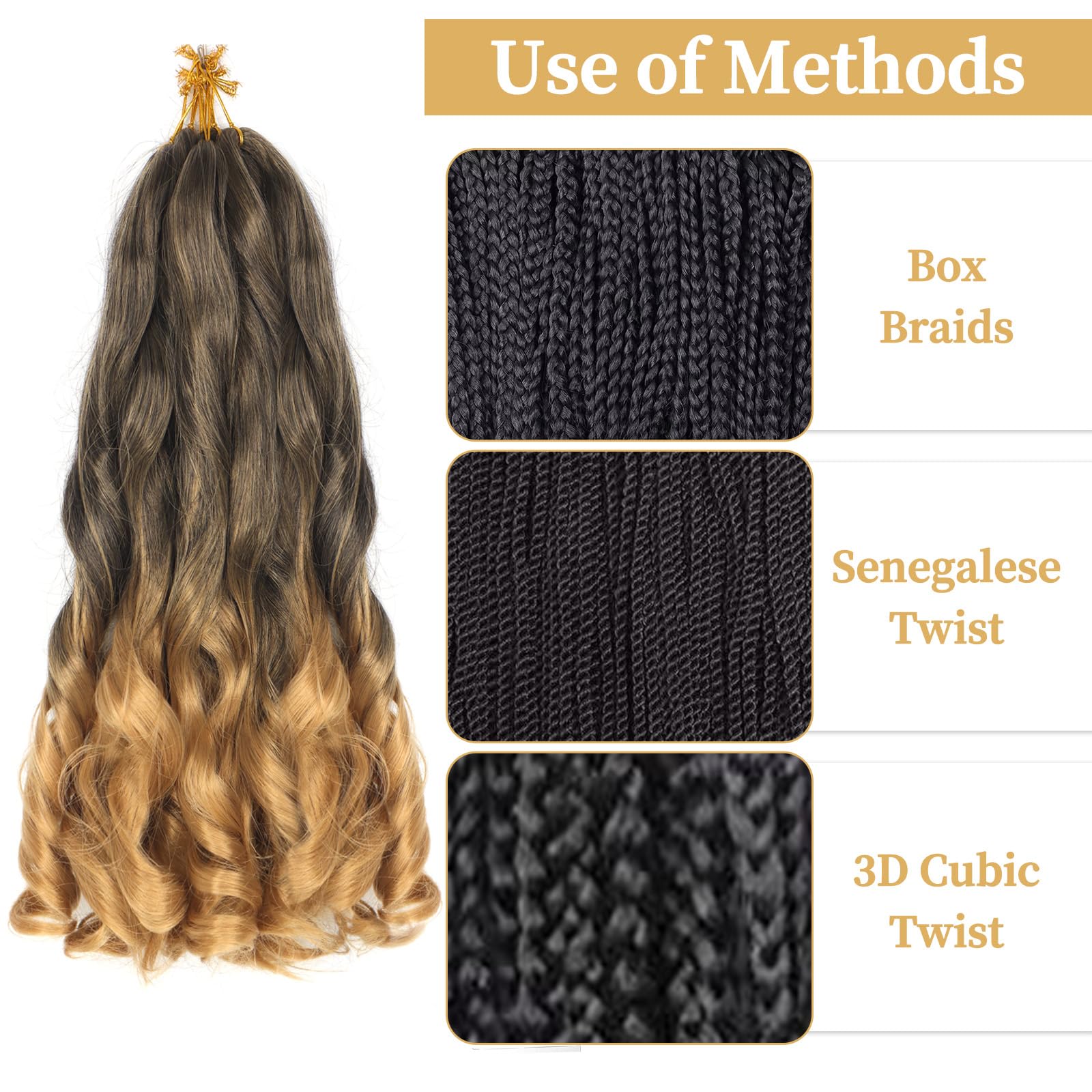 8 Packs French Curly Braiding Hair 16 Inch Loose Wave Spiral Crochet Hair for Black Women Pre-Stretched With Curly Ends (T27#) - Image 4