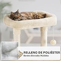 Vista 5 de Yaheetech - Árbol para gatos, estructura de juego de interior de 63 pulgadas con niveles múltiples, postes rascadores, hamaca y pelota colgante