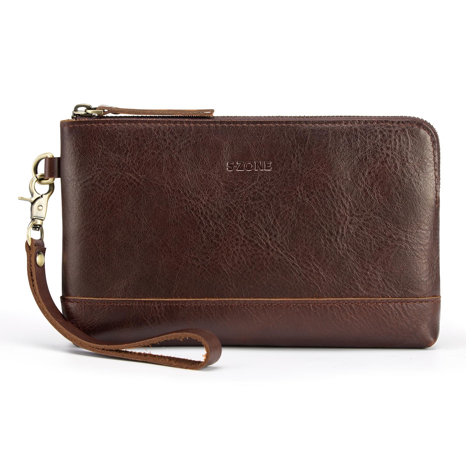 S-ZONE Leather Clutch Purses for Women Wristlet Wallets Small Clutch with Detachable Strap Card Holder Coin Purse