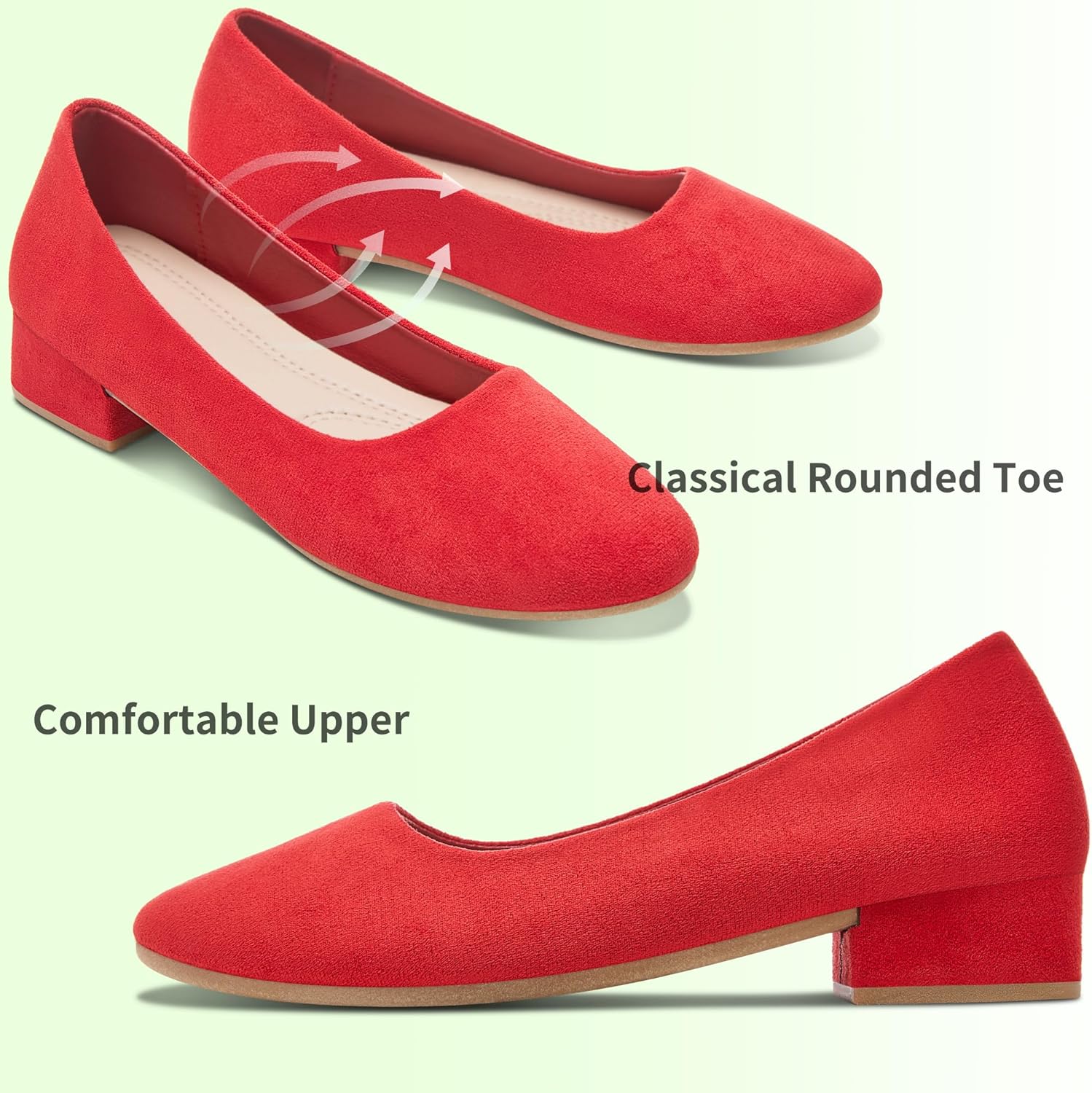 AISFAES Women Pumps Low Chunky Rounded Toe Heels Healed Dress Pumps Elegant Wedges Working Shoes - Image 5