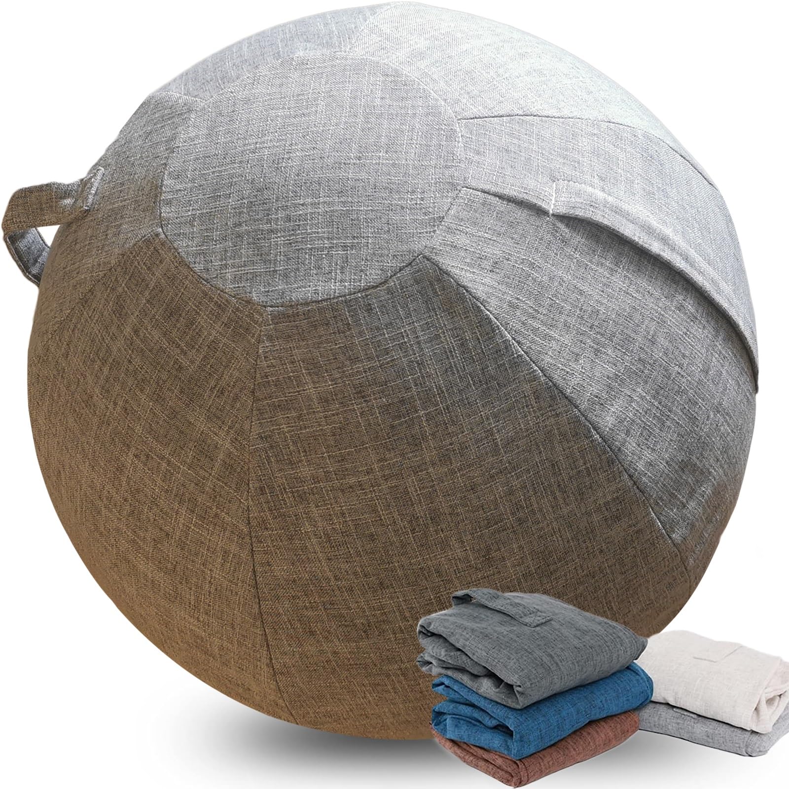 AOLIAZMAX Sitting Ball Chair, Birthing Ball Pregnancy, Exercise Ball Office and Desk, with Stability Ball Cover, Ball Chairs Office Balance Ball Chair with Attractive Cover Seat(Gray,75CM)