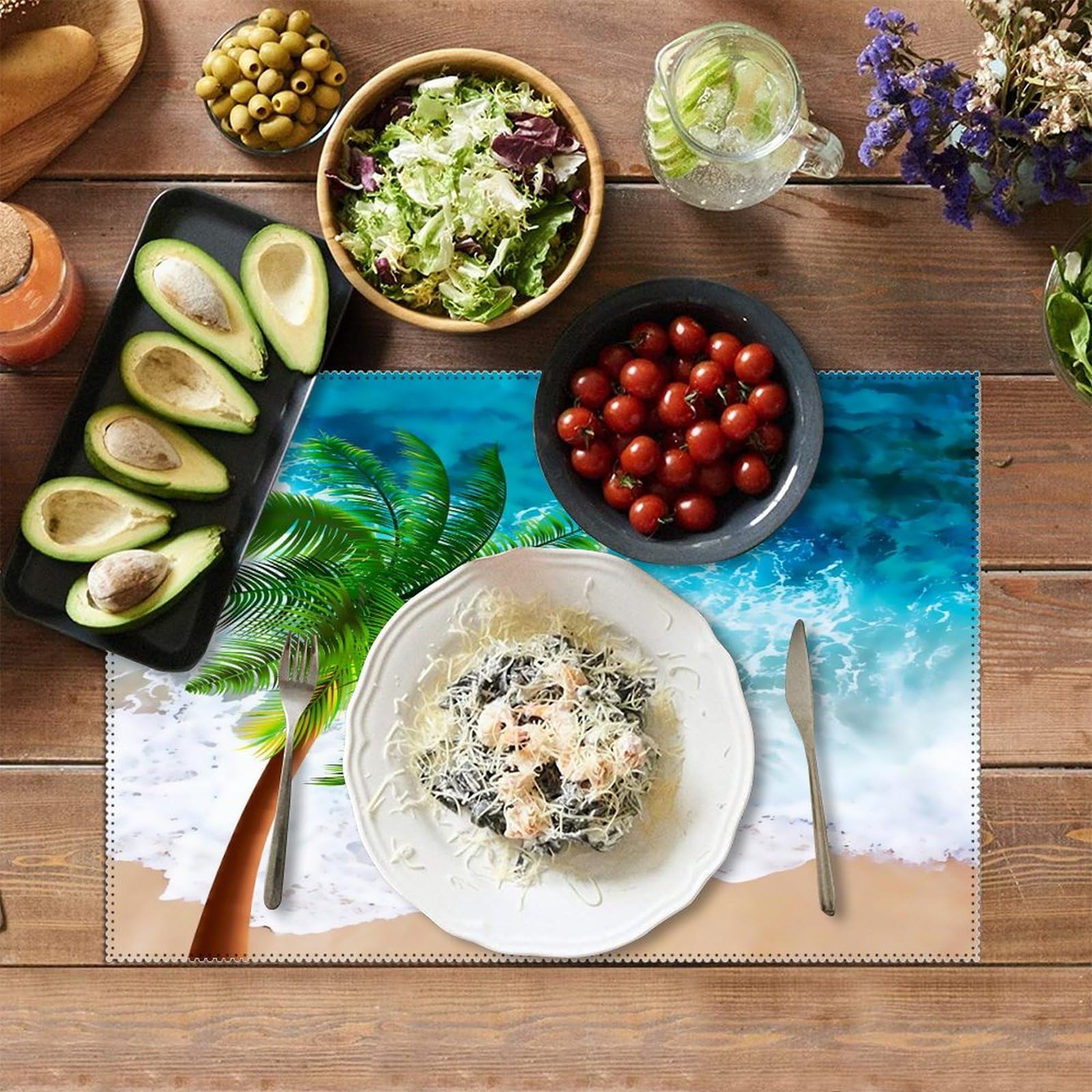 Amazon.com: Set of 6 PCS Placemats Ocean Sea Beach Tropical Palm