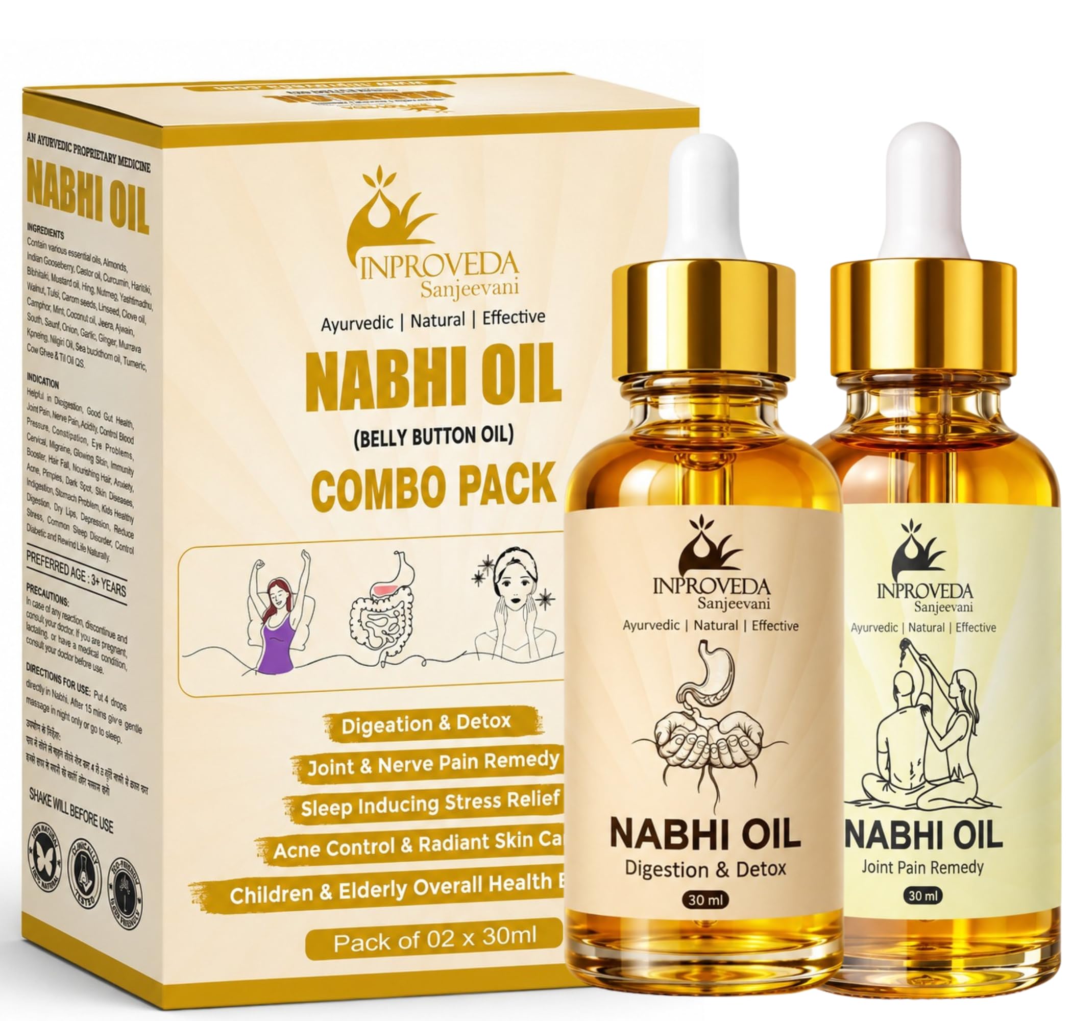 Digestion-Detox & Joint-Nerve Pain Relief Nabhi Oil | Inproveda Nabhi Oil for Ayurvedic Multi Benefit Belly Button Oil for Daily Wellness & Relaxation | नाभि तेल | Combo Pack of 30ml + 30ml=60ml-image-37