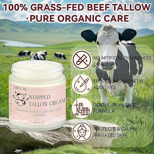 Miniatura 7 de Sarga de ternera para la piel, 100% sargo de ternera batida alimentado con pasto y bálsamo de miel con miel silvestre y cera de abejas, crema