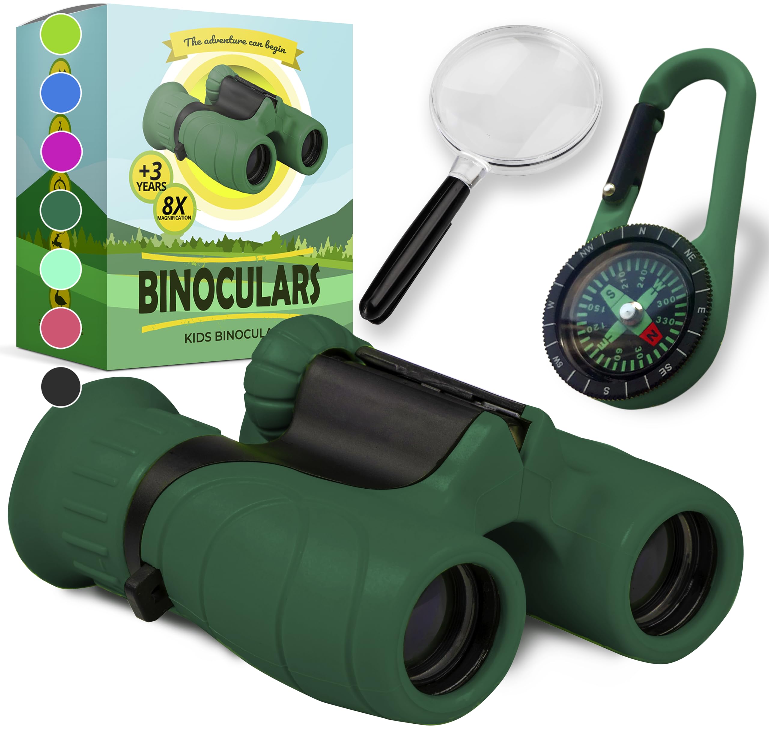 Binocolo Bambini - Regalo ottimale per bambino e bambina - Forte ingrandimento 8X21 - Set Esploratore Completo con Lente d'Ingrandimento e Bussola - Giochi per bambino e bambina di 3-12 anni