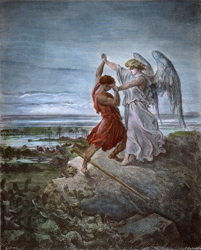 Amazon.com: Posterazzi Jacob Njacob Wrestling With The Angel