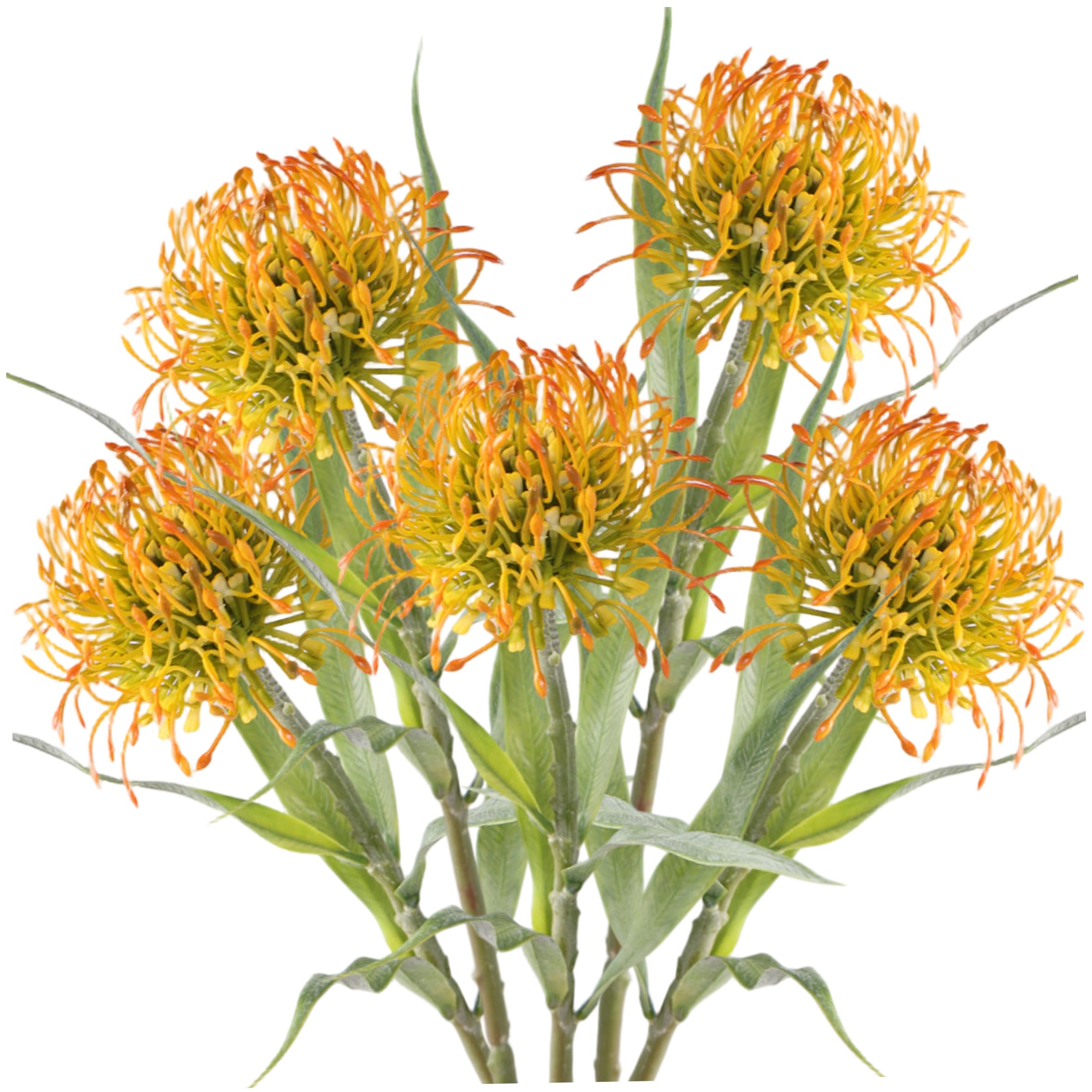 AwnsIMfreien 5pcs Artificial Chrysanthemums, 20 inch Height Chrysanthemum Artificial Flowers - Realistic Faux Pincushion Blooms For Home & Event Decor (yellow), Chrysanthemum Flowers
