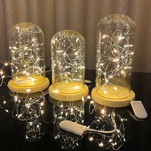 Miniatura 7 de Etinga Paquete de 6 guirnaldas de luces a pilas, 10 LED en alambre de cobre plateado de 3.3 pies, alto brillo para decoración de bodas, flores de