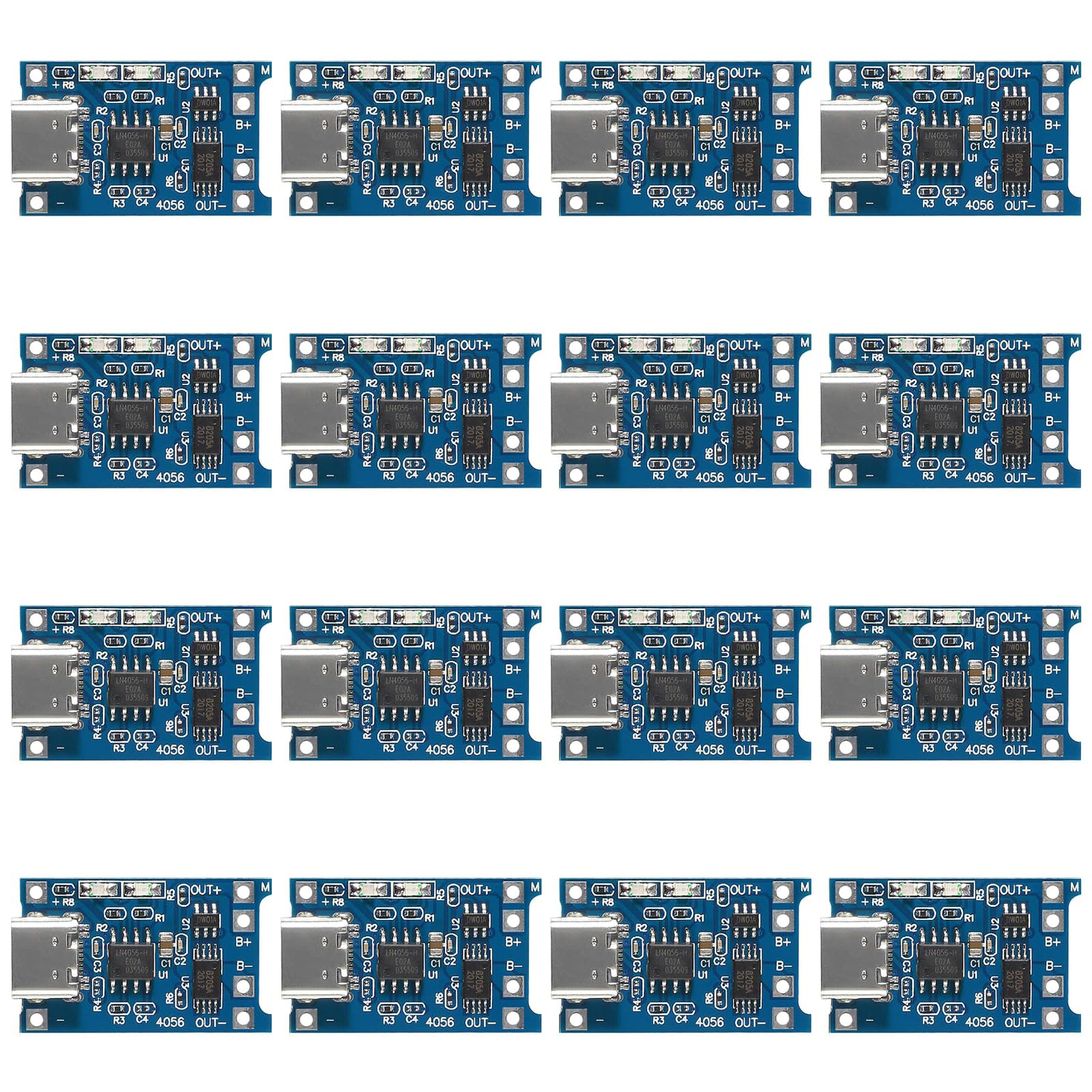 16pcs 5V 1A TP4056 Charging Module Type-C USB for 18650 Lithium Battery Charger Board with Protection USB Type C (TP 5V Charge)