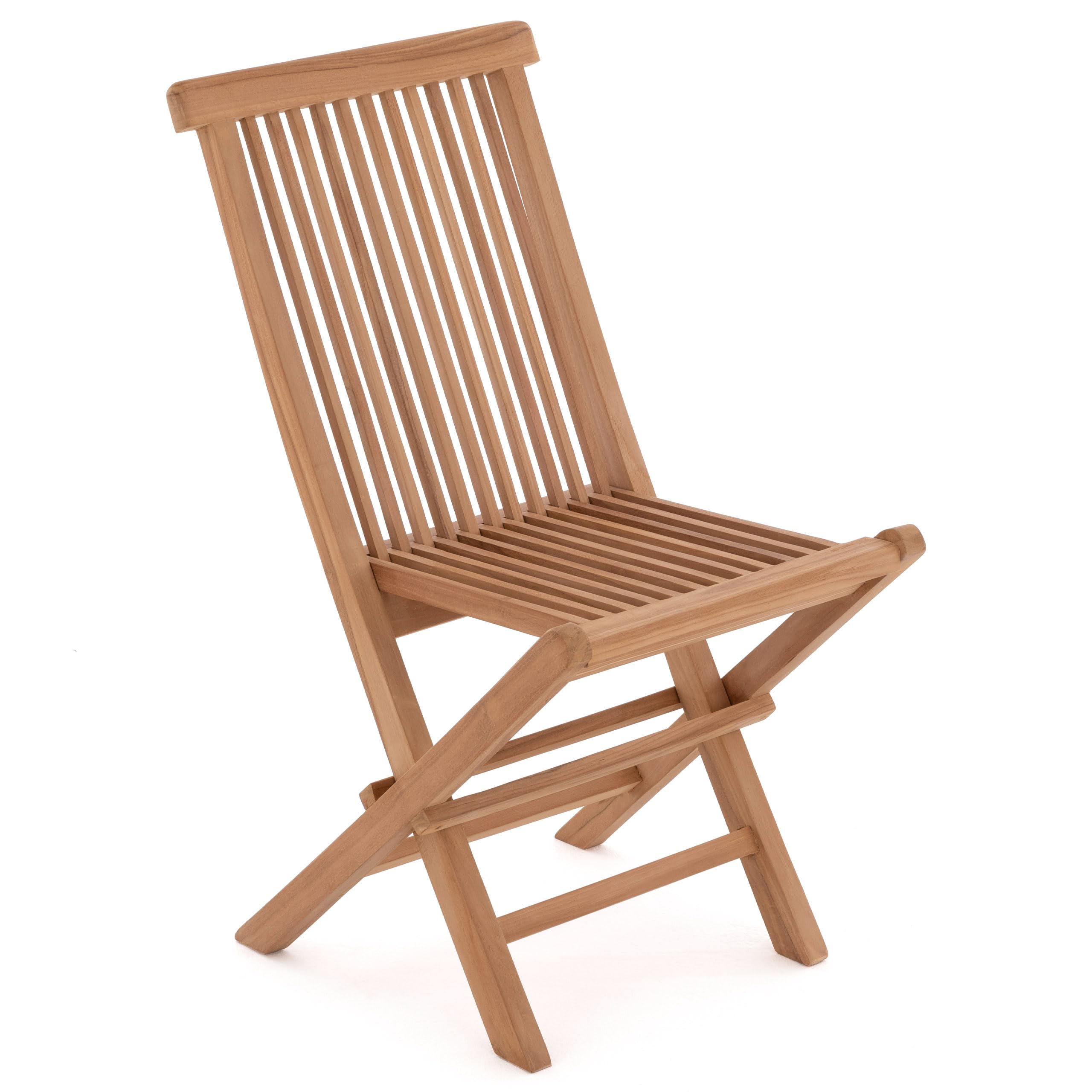 Divero 4er Set Klappstuhl Positano aus Teakholz, behandelt - Farbe: Braun