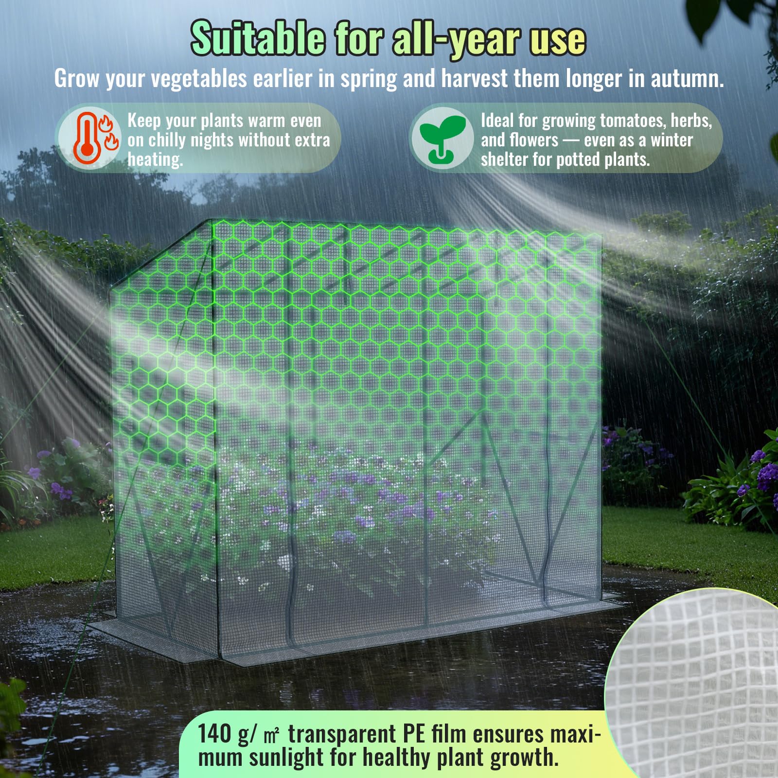 Velway Serra da Giardino da Esterno Impermeabile 200x79x170/141cm