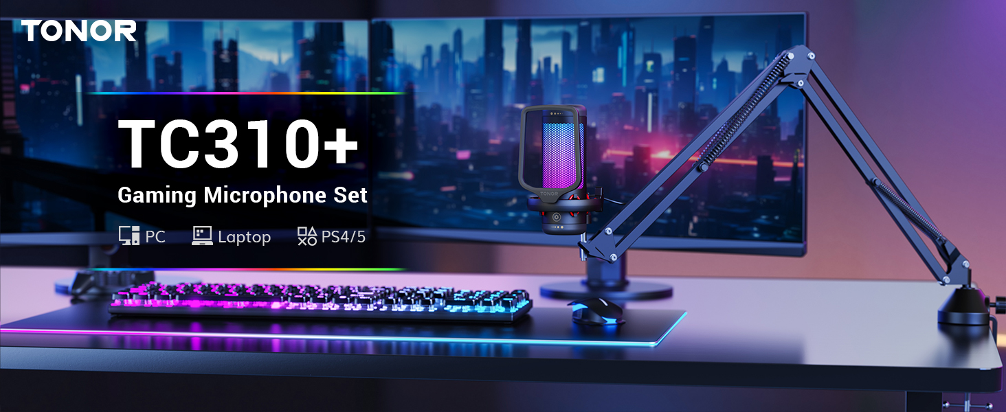 Amazon.co.jp: TONOR USBマイク コンデンサーマイク TC310+ RGB 単一