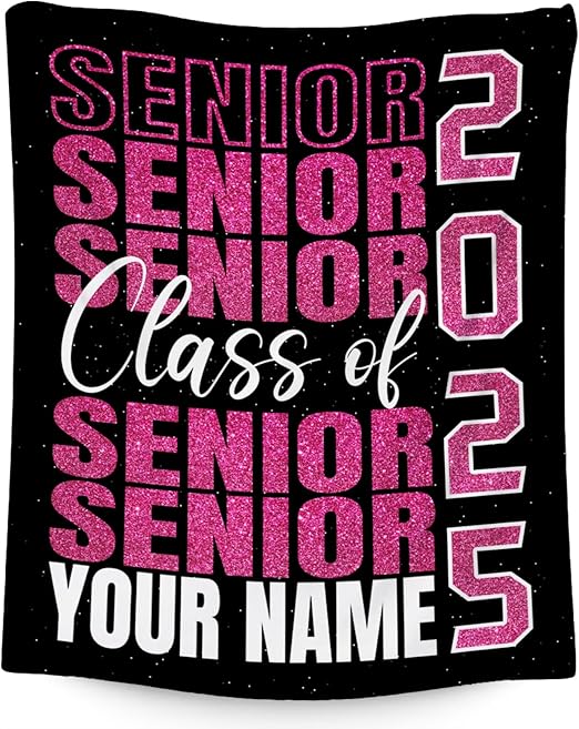 Personalized Graduation Blanket - Custom Class of 2025 Graduation Gifts for Her or Him - 40"x50" Flannel Warm Throw Decorations - Senior 2025 Red Blankets for College, High School