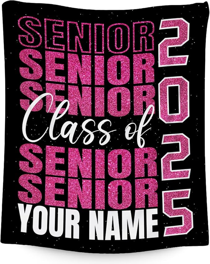 Personalized Graduation Blanket - Custom Class of 2025 Graduation Gifts for Her or Him - 40"x50" Flannel Warm Throw Decorations - Senior 2025 Red Blankets for College, High School