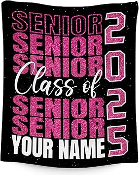 Personalized Graduation Blanket - Custom Class of 2025 Graduation Gifts for Her or Him - 40"x50" Flannel Warm Throw Decorations - Senior 2025 Red Blankets for College, High School