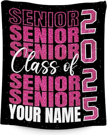 Personalized Graduation Blanket - Custom Class of 2025 Graduation Gifts for Her or Him - 40"x50" Flannel Warm Throw Decorations - Senior 2025 Red Blankets for College, High School