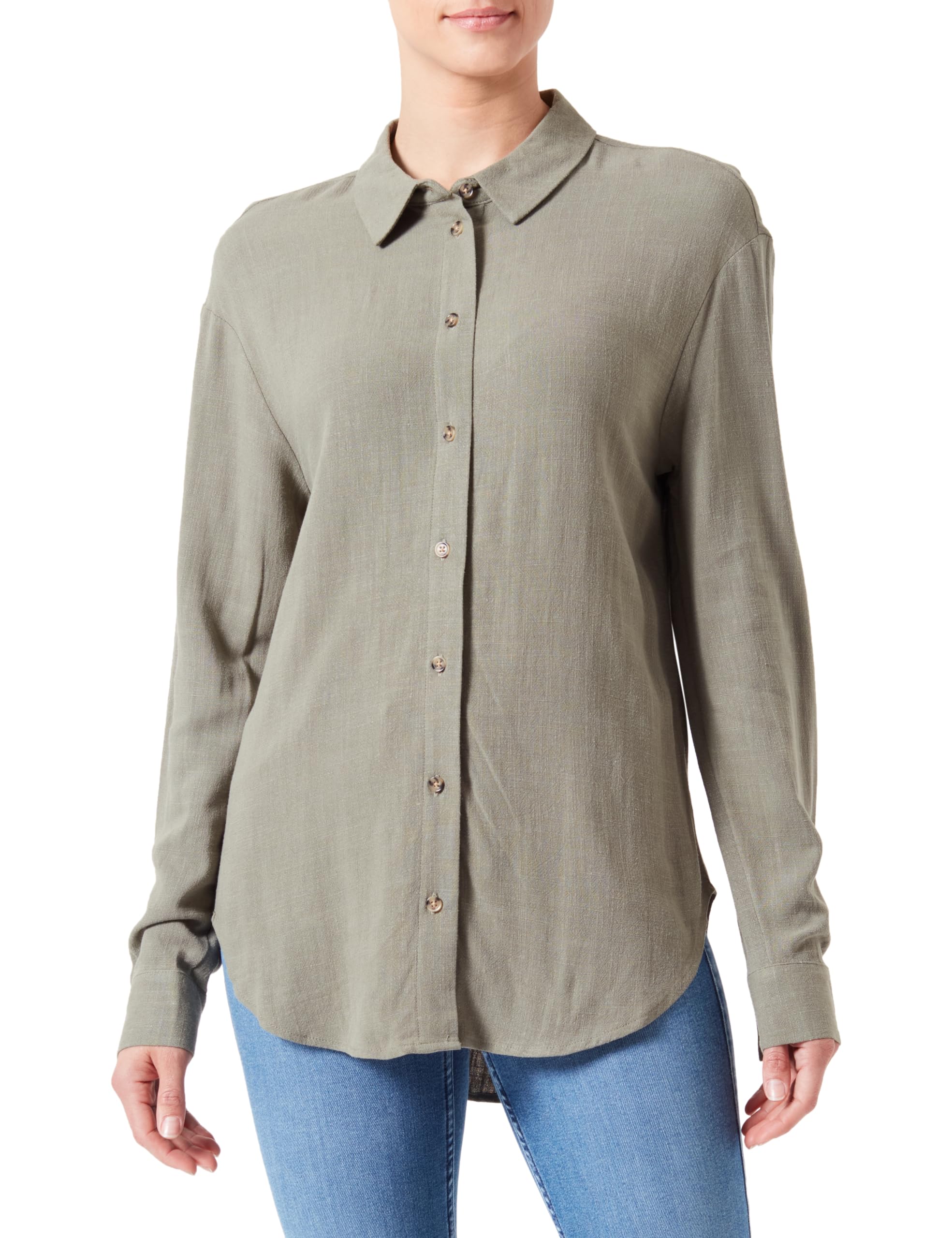 PIECES Pcvinsty LS Shirt Noos Women's Blouse, Deep Lichen Green, XL