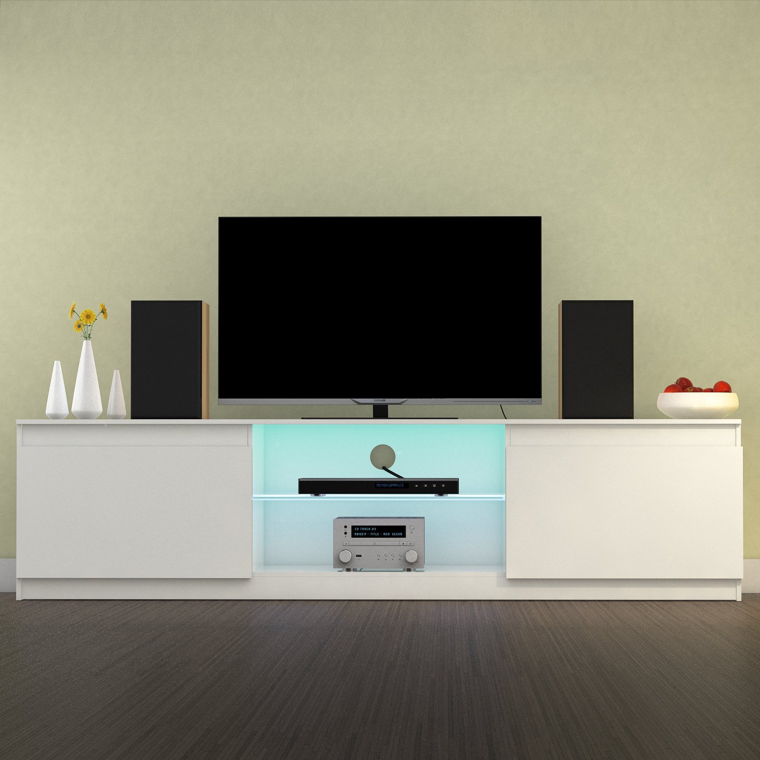 Buy 160cm Modern High Gloss White Matt TV Unit TV Stand with