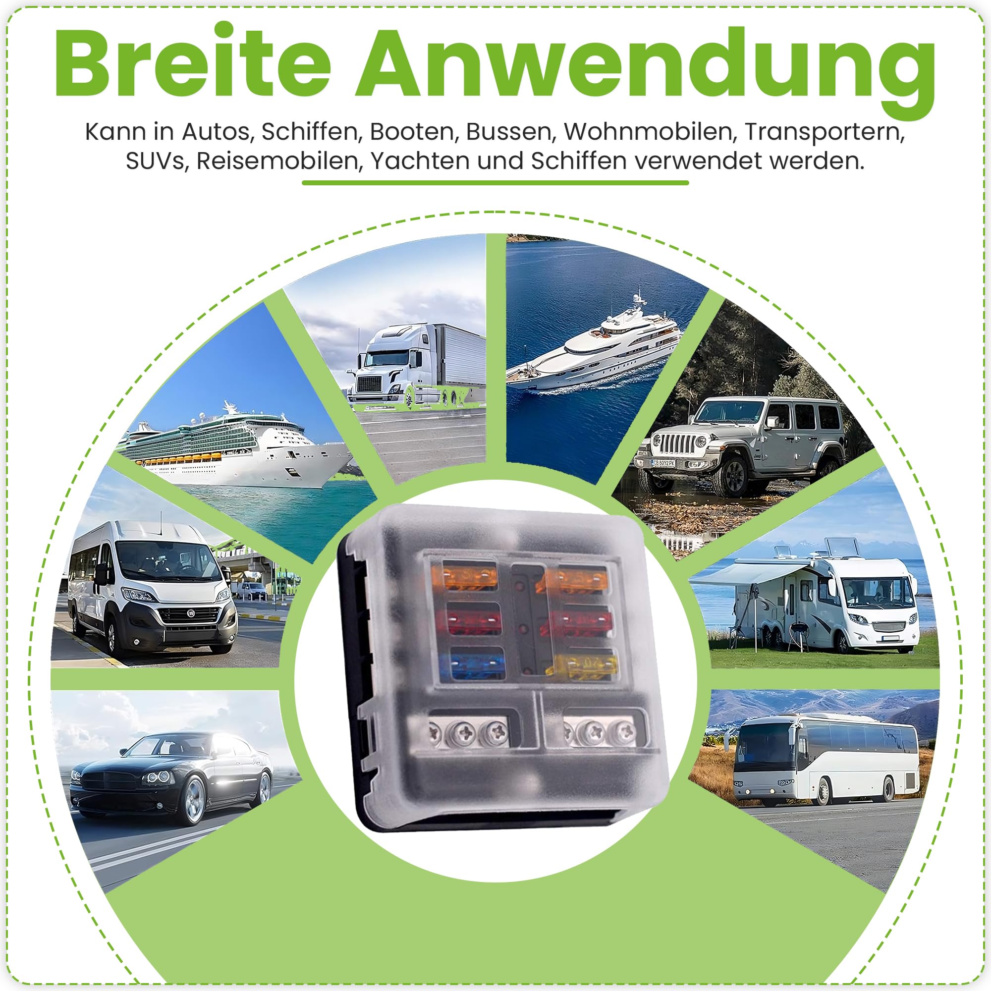 Offgridtec 6-krotny uchwyt bezpiecznika do bezpieczników płaskich z wyświetlaczem LED