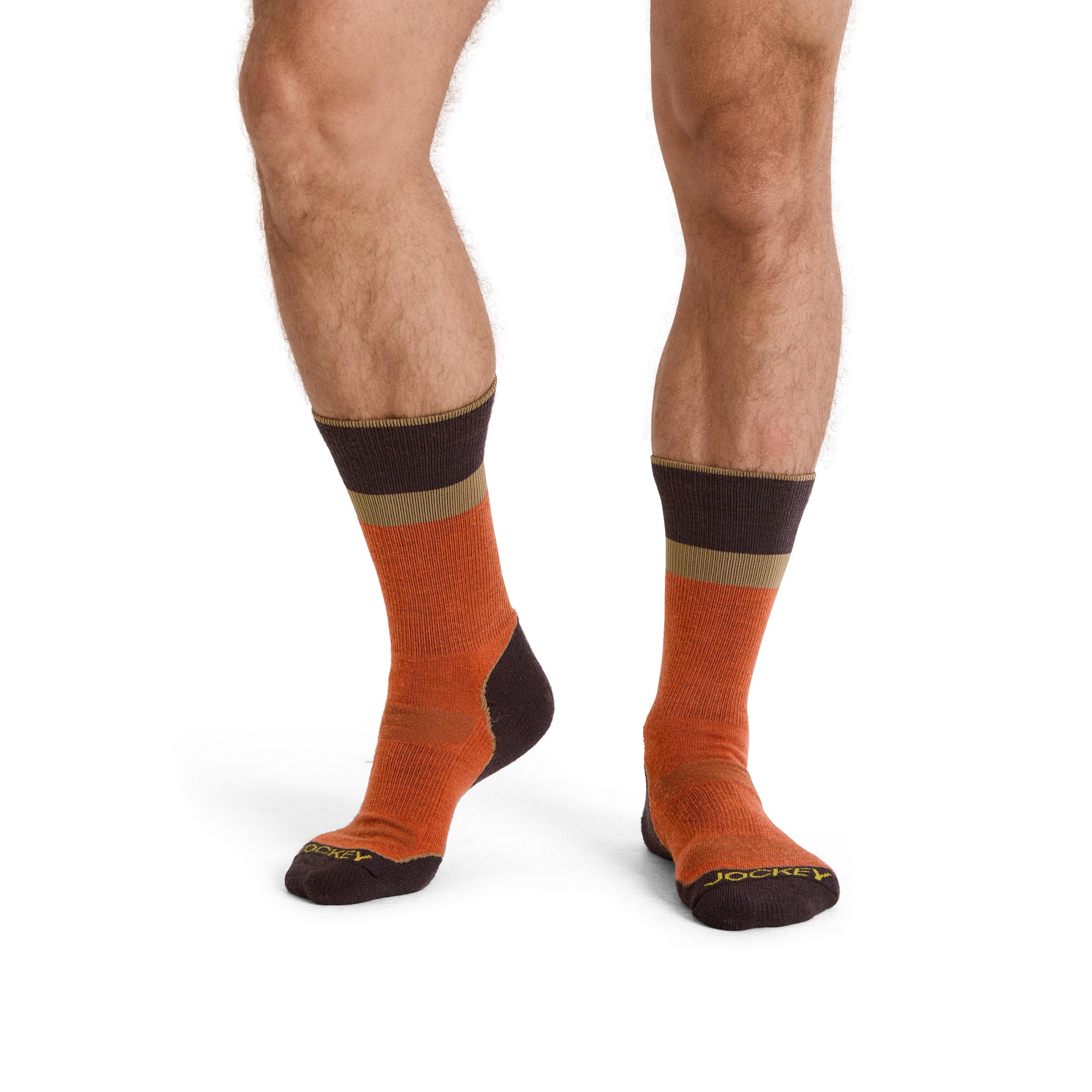 Jockey Men's Socks Made in America* Light Merino Wool Hiking Crew Sock, New Spice On Terra, 7-12