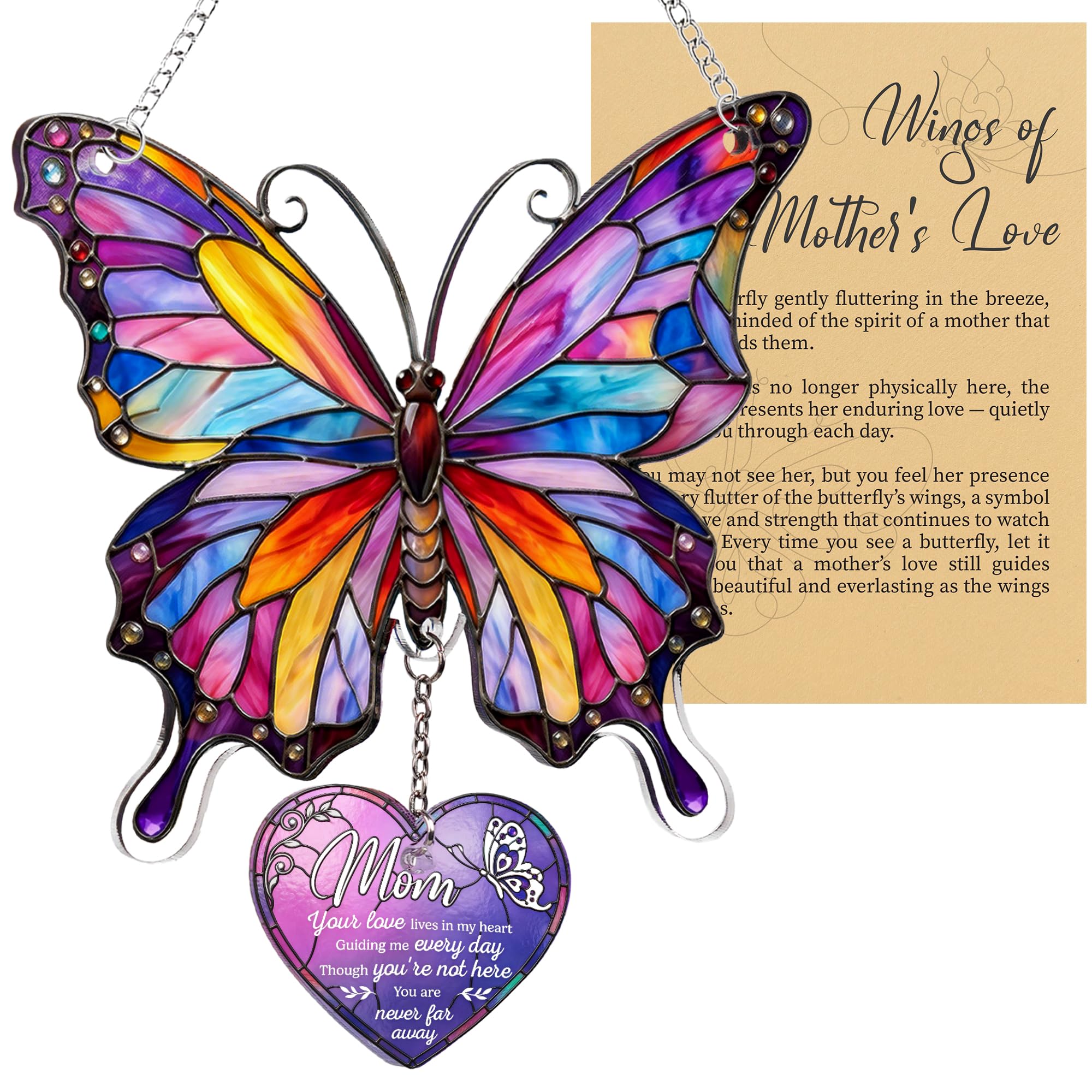 Adorno conmemorativo de mariposa para mamá, regalos de mariposa para mujeres, para mamá, abuelo, regalos conmemorativos para mamá (mariposa)