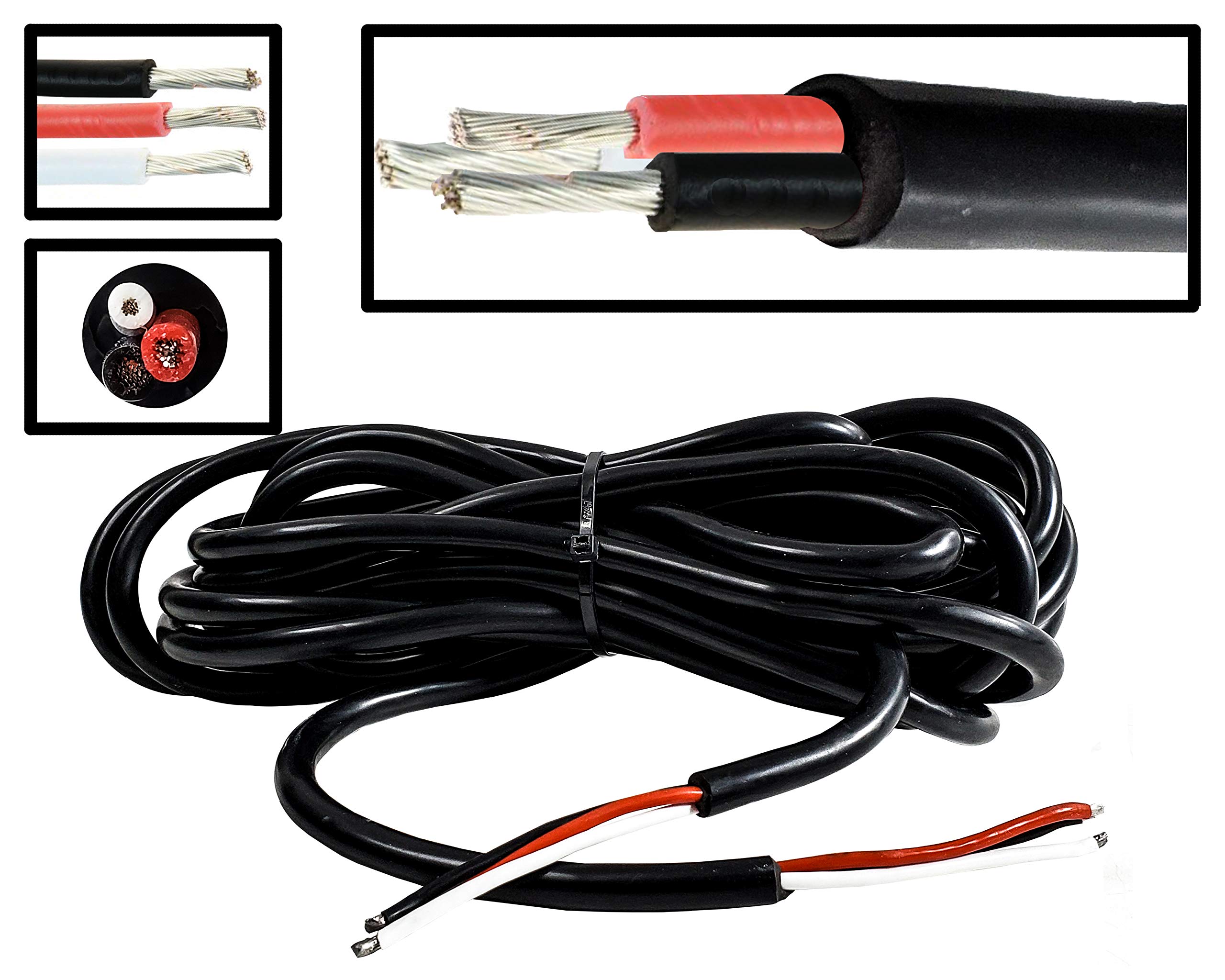 14 AWG 20 ft OZ-USA® 3 Wire 12v 24v cable car truck marine boat light led bar electrical wiring industrial