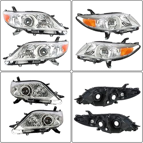 Miniatura 6 de Paquete de 2 faros delanteros de repuesto para Sienna 2011-2013 con lente transparente halógena para el lado del pasajero y del conductor