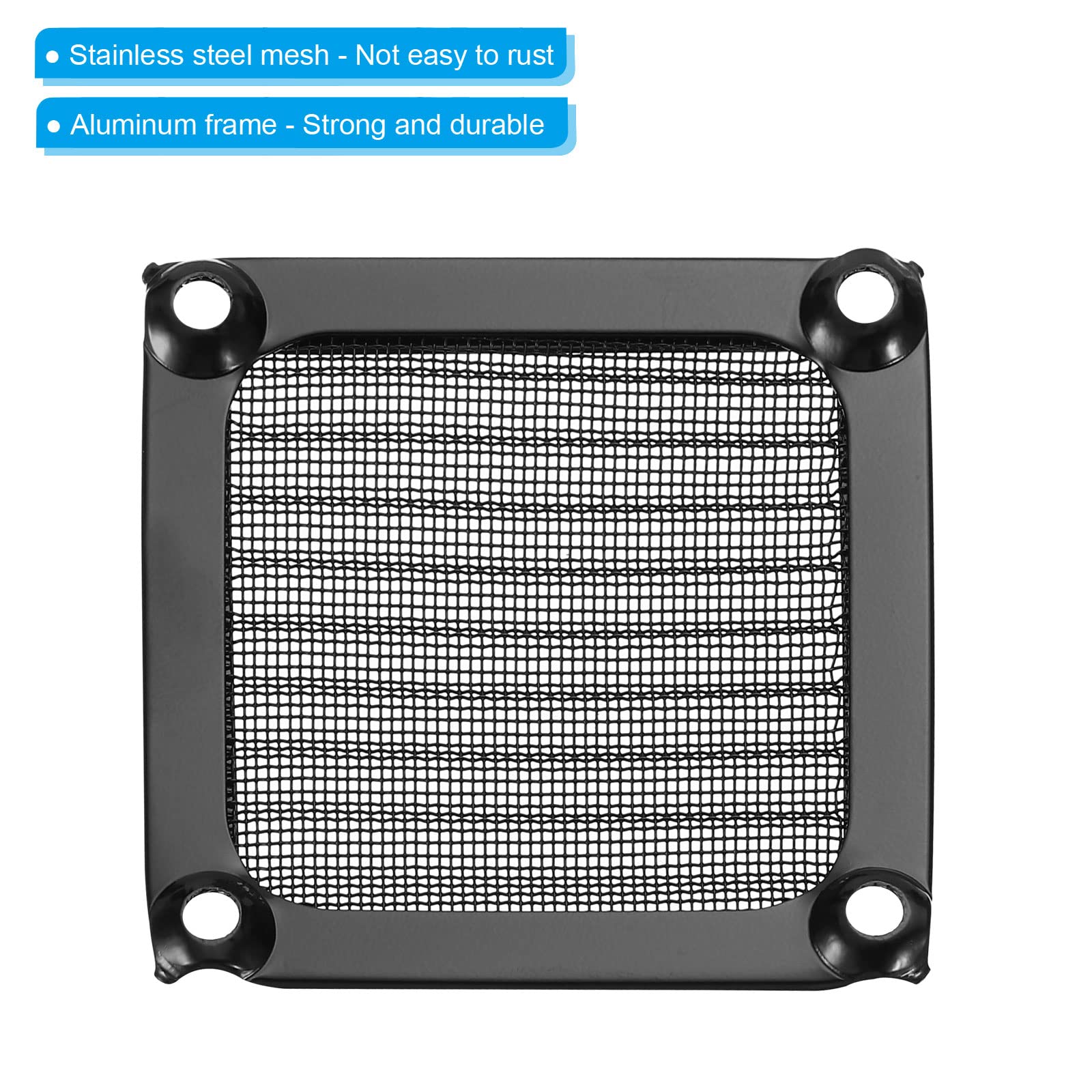 PATIKIL Griglie per filtro ventola da 60 mm con viti, confezione da 2 pezzi, telaio in alluminio in acciaio inox, copertura antipolvere per case del computer, nero
