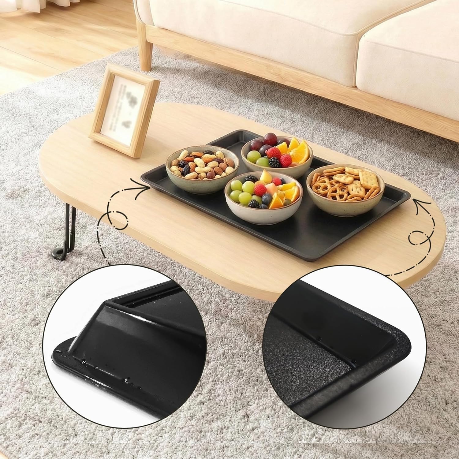 Fast Food Cafeteria Trays 14.7"x10.7", Industrial & Commercial Plastic Reusable Black Food Serving Trays for Kitchen, Restaurant, Catering, Christmas Parties & Events, Set of 5