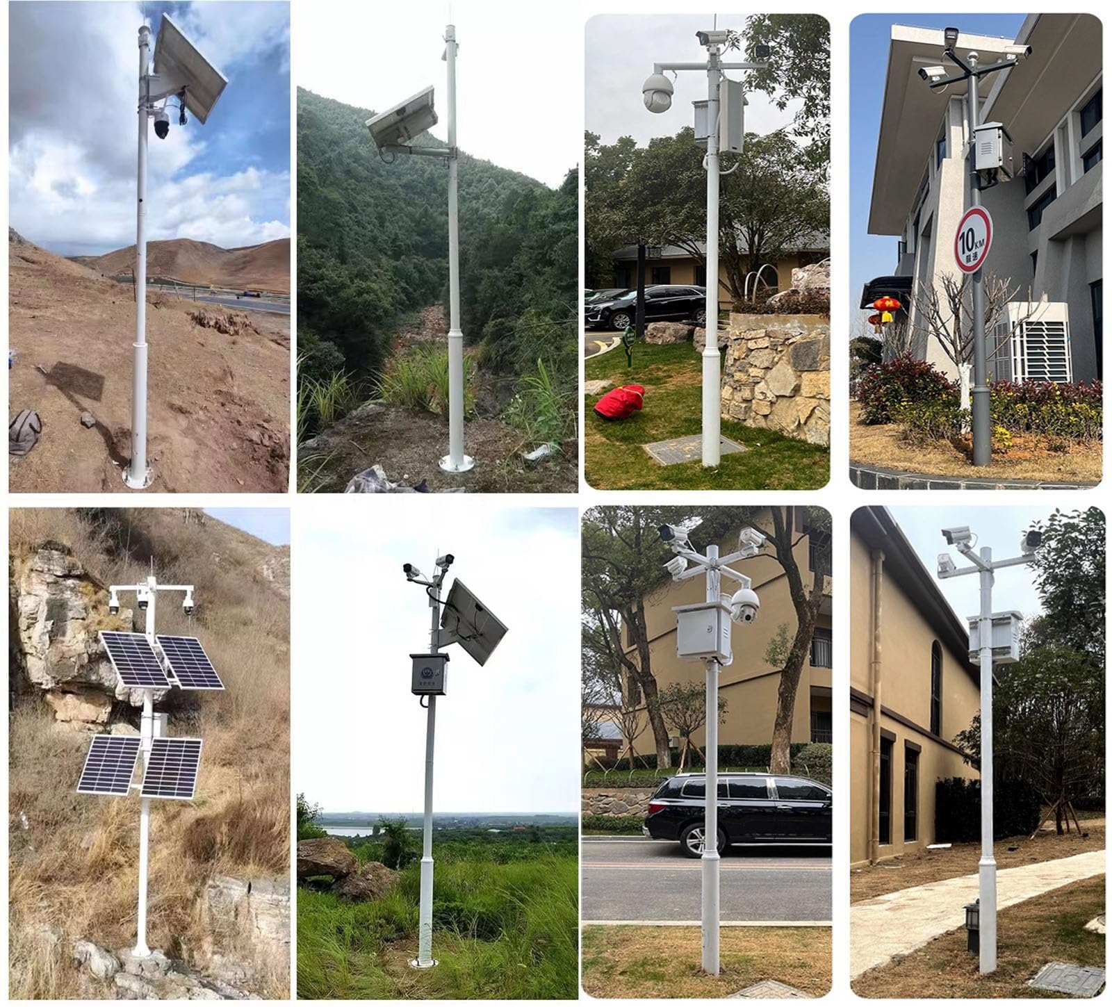 ERRULAN Staffa per Telecamera Esterna Pali Universali per Telecamere di Sicurezza per Palo di Montaggio per Sorveglianza Esterna, Colonna Portante per CCTV(Double,Height 4.5m/14.8 ft)
