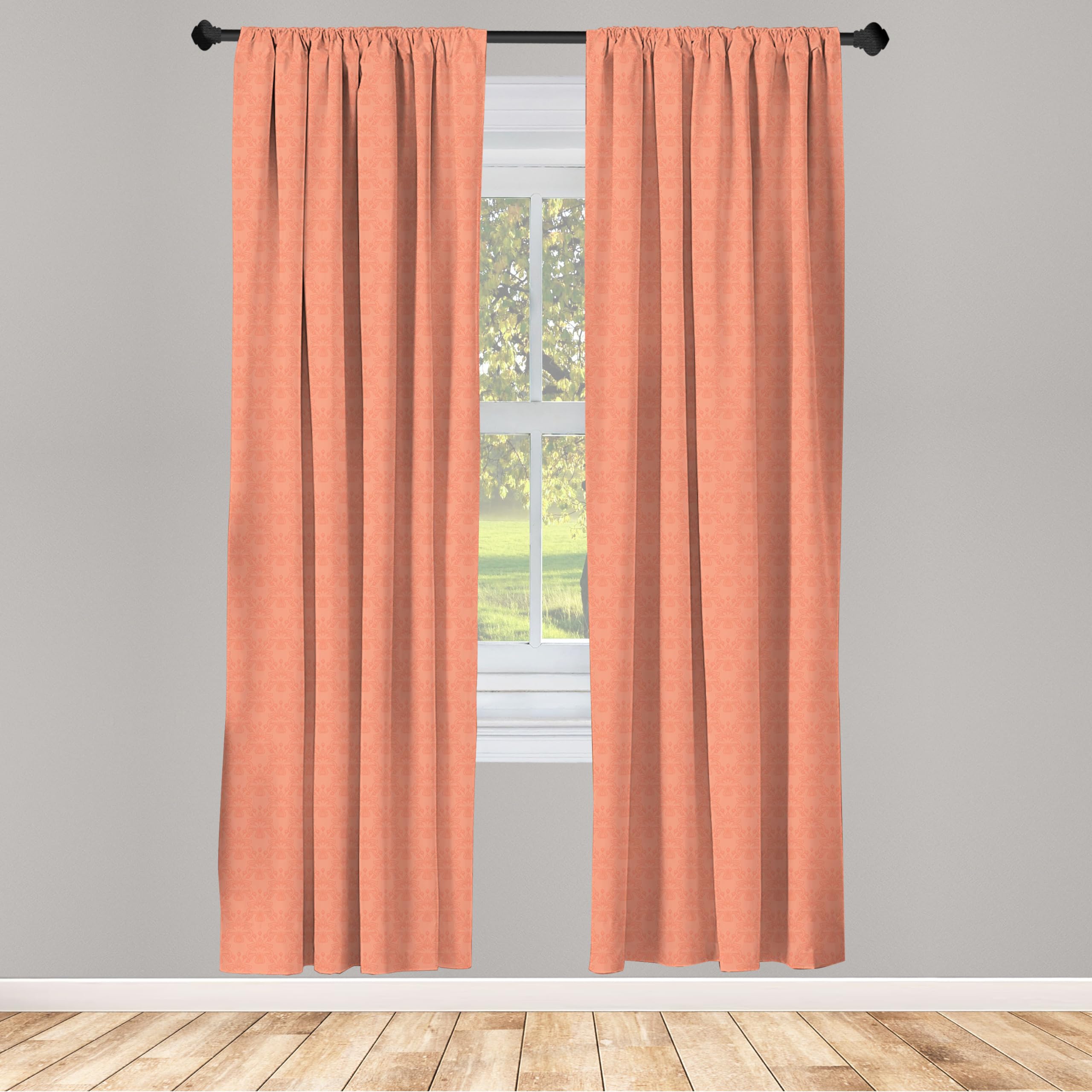 Amazon.com: Ambesonne Peach Window Curtains, Flower Ornate