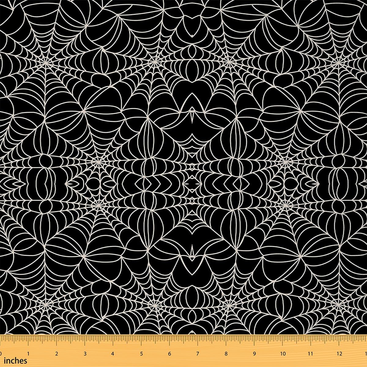Kids Halloween Fabric by The Yard Spider Web Upholstery Fabric for Chairs Boys Decor Horror Theme Waterproof Outdoor Fabric Black and White Outdoor Fabric Bedroom 3 Yards (L276*W150cm) โ image 1