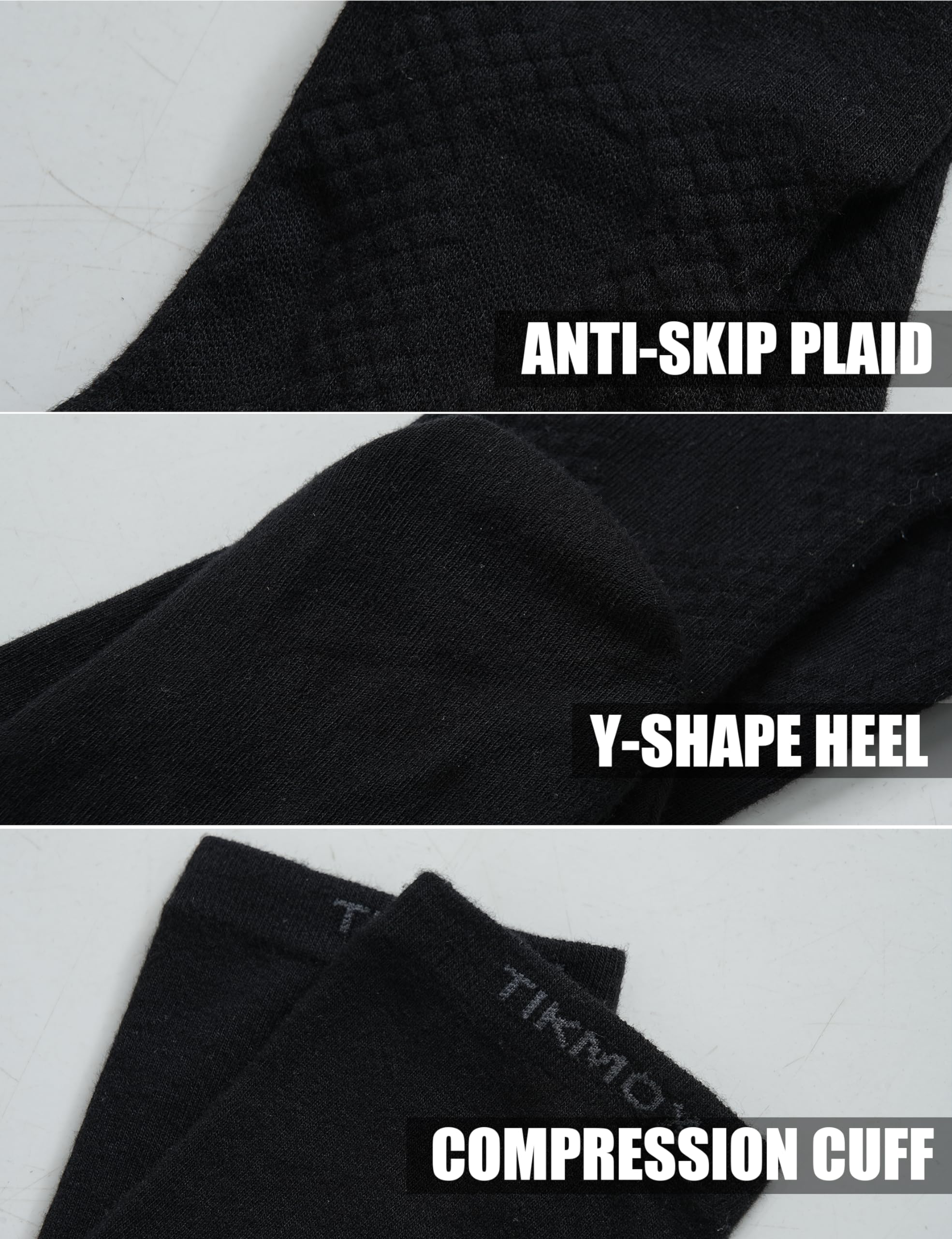 CoolMax Herrensocken, 3er-Pack, Crew-Toe, athletisch, Laufen, Fünf-Finger-Socken, Schwarz, Large