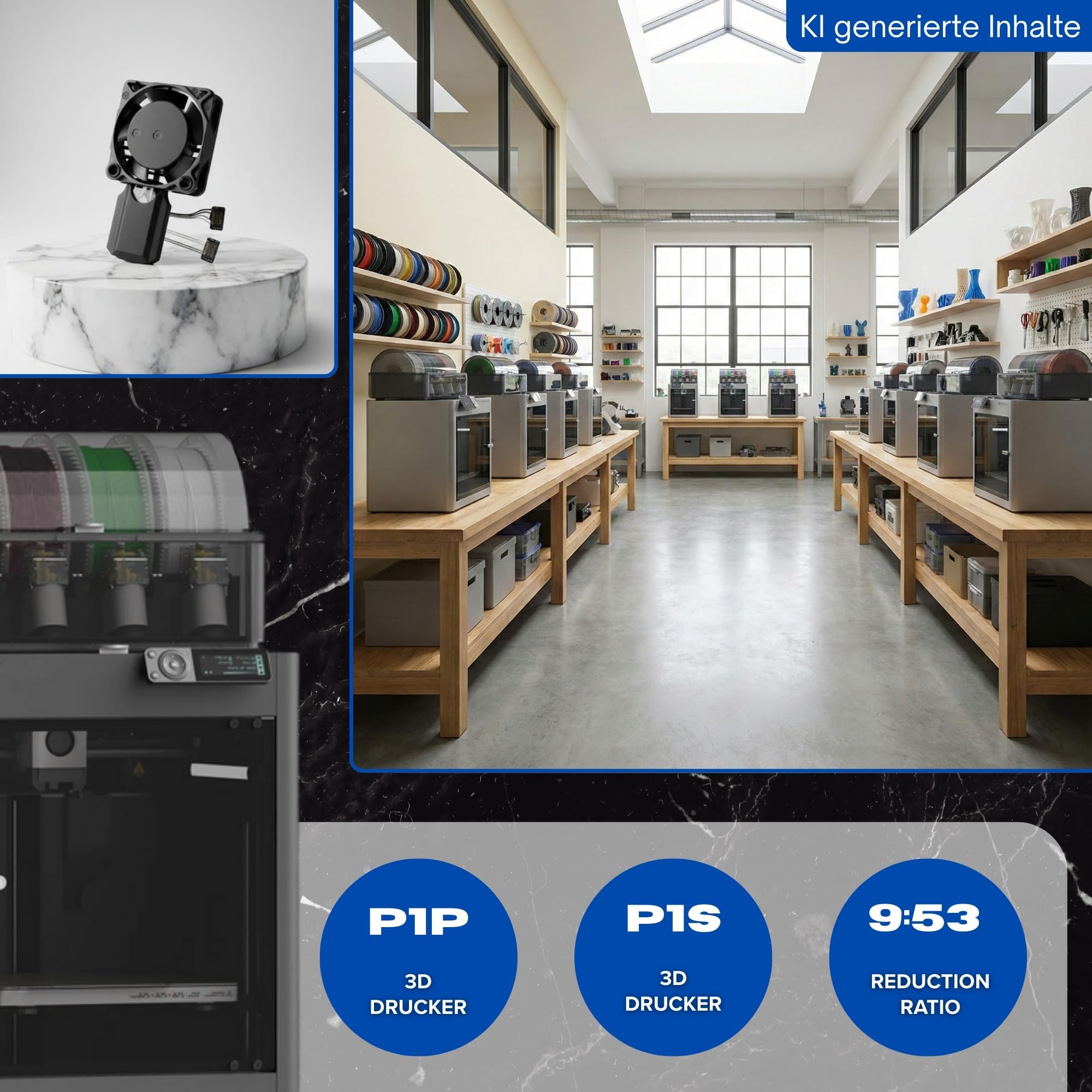 Hardened Steel Hotend Kit mit Lüfter und Düse passend für Bambu Lab P1P P1S 3D Drucker Thermistor Ceramic Heater 0.4mm Nozzle, Extruder Heating Block Ersatzteil GEHÄRTETER STAHL