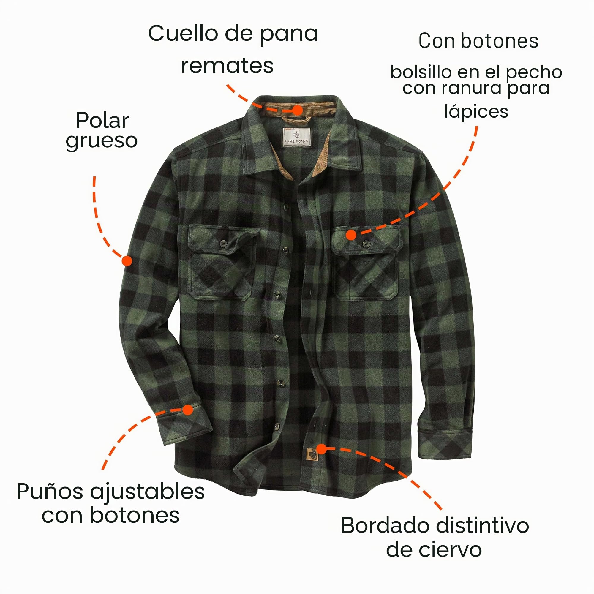Legendary Whitetails Camisa de Forro Polar con Botones Navigator Manga Larga Hombre (Pack de 1)