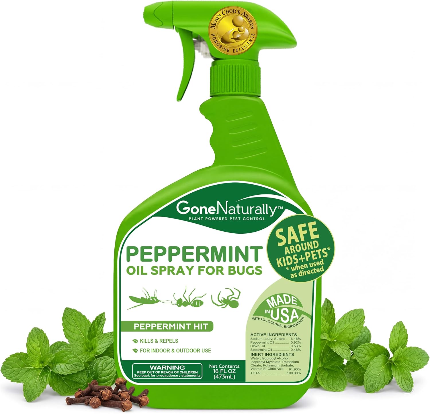 Peppermint Oil Spray for Bugs– Extra Strong Insect Repellent & Bug Spray for Home– Kills & Repels Ants, Roaches, Spiders & More– Safe Around Kids & Pets– Indoor & Outdoor Use (16oz)