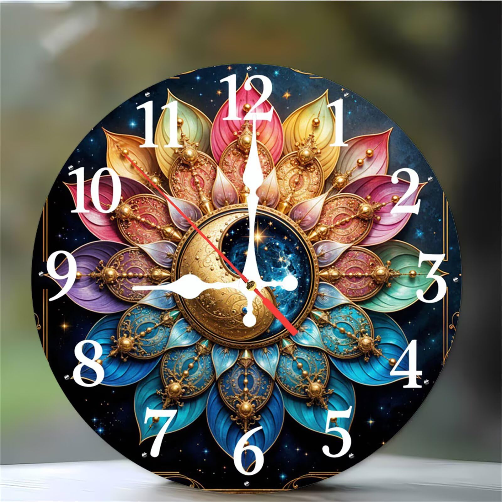 Horloge murale silencieuse pour chambre et bureau design à motif pétales
