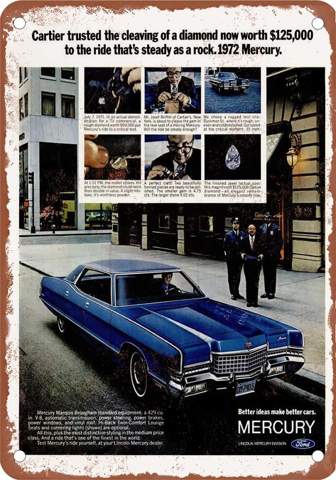 Miaomansenstore Metal Sign - 1972 Mercury Vintage Ad 03 - Old Retro Rusty Look Home Decor