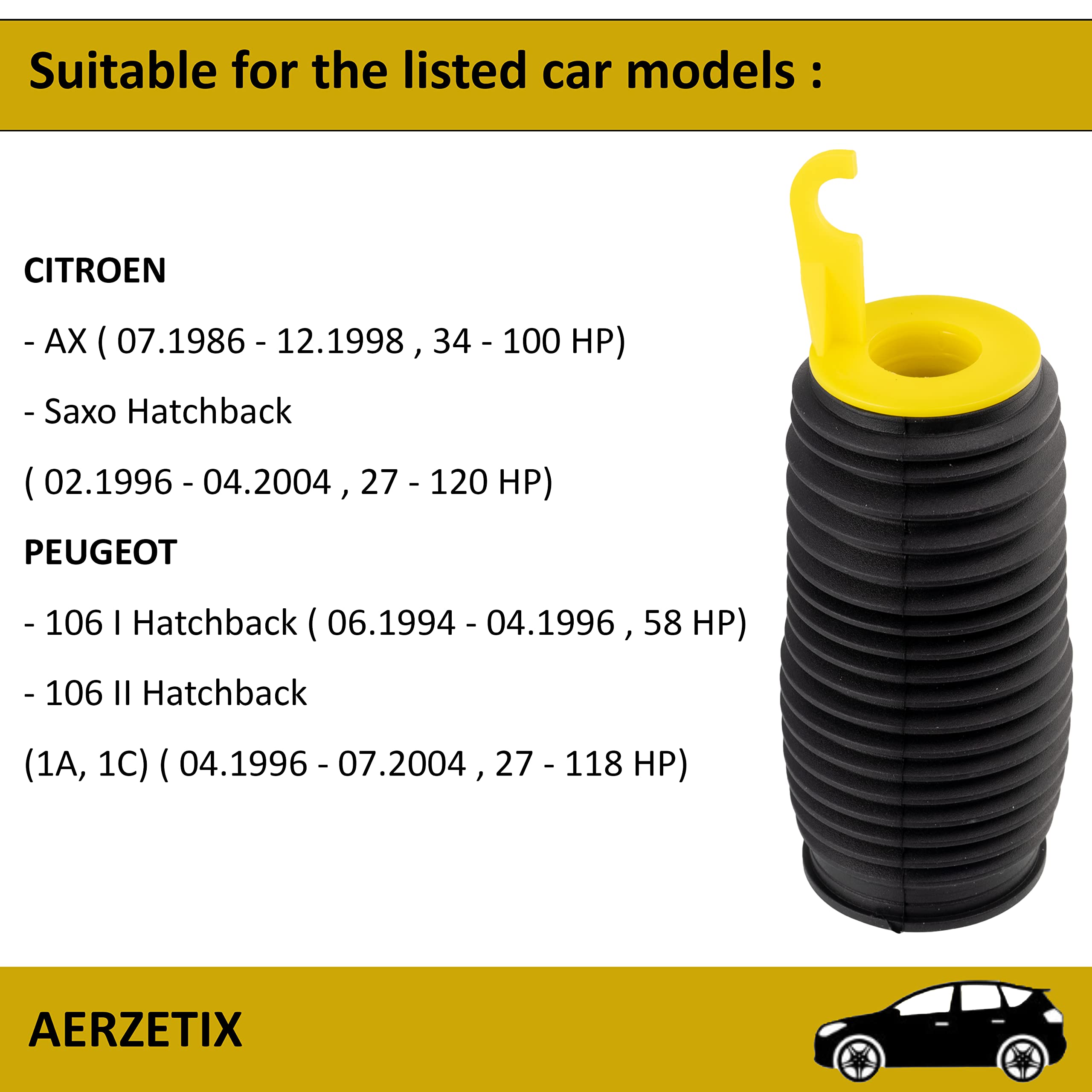 AERZETIX Soffietto Protezione Ammortizzatore Anteriore In Gomma - 2 Pezzi - Compatibile Con 525413